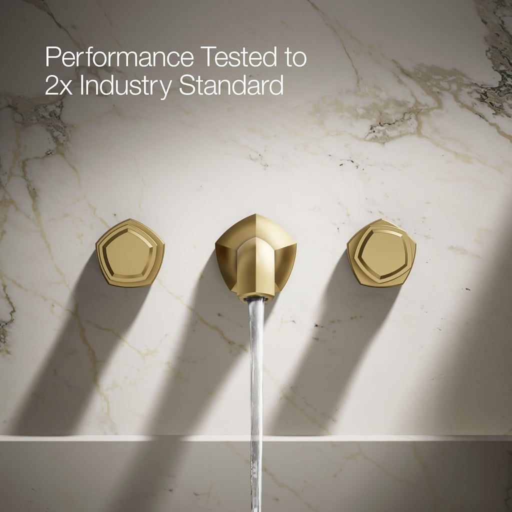 KOHLER T27013-9-2MB Occasion Wall-Mount Bathroom Sink Faucet Knob Handle Trim in Vibrant Brushed Moderne Brass