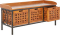 SAFAVIEH Home Collection – Isaac Oak Wooden Storage Bench with Drawers, Entryway & Mudroom Seating, Iron Frame Design, Fully Assembled (AMH6530A)