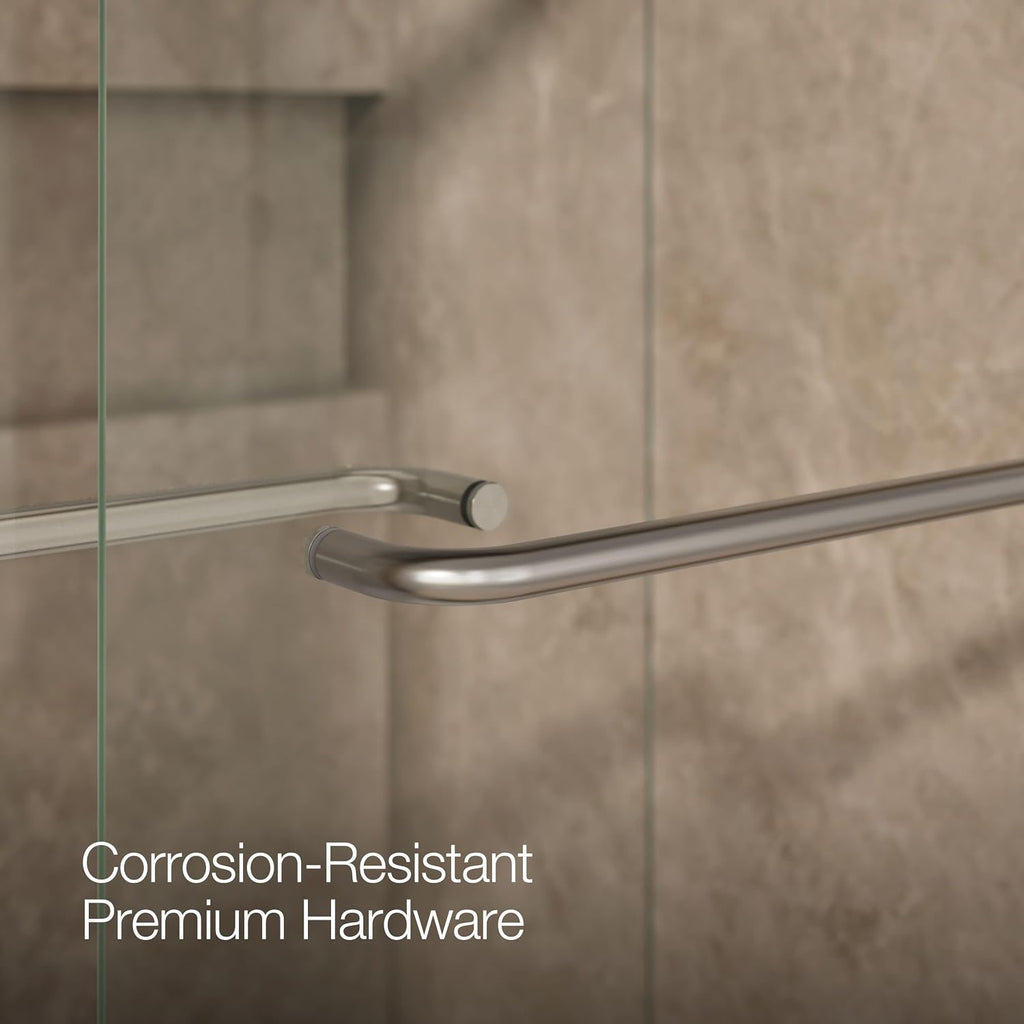 KOHLER K-706015-L-MX Levity Shower Door, 74.00 x 3.06 x 59.63 inches, Crystal Clear with Matte Nickel frame