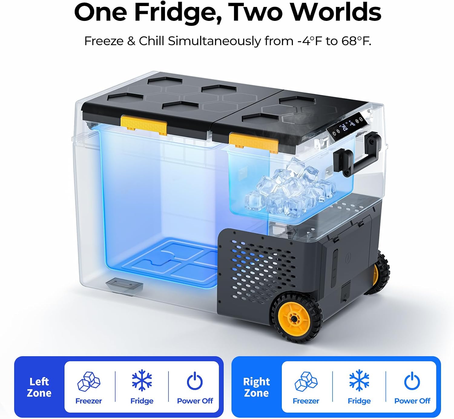BougeRV 52 Quart Portable Fridge Freezer, 12 Volt Car Refrigerator, -4℉ to 68℉ Dual Zone Compressor Electric Cooler 12/24V DC, 110~240V AC for Overlanding, Camping, RV(2026 New Model: CRD2 V2.0)