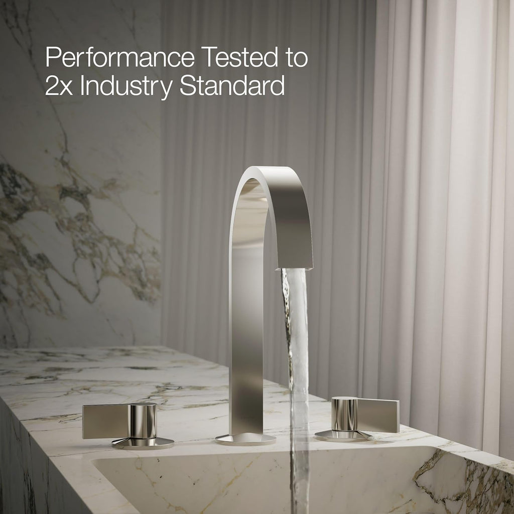 Kohler 77968-SN Components® Bathroom Sink Faucet spout with Ribbon Design, 1.2 gpm, Vibrant Polished Nickel