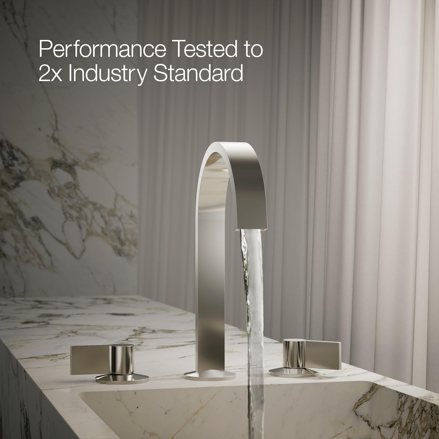 Kohler 77968-SN Components® Bathroom Sink Faucet spout with Ribbon Design, 1.2 gpm, Vibrant Polished Nickel