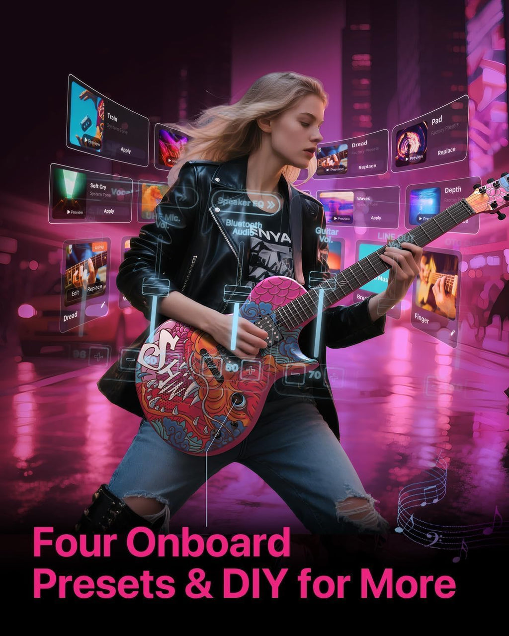 Enya Electric Guitar Shinichi Kobayashi Signature Loong Nova Go Sonic Smart Electric Carbon Fiber Guitarra with 10W Wireless Speaker, All-in-One Portable Rig for Street Performers & Home Studios
