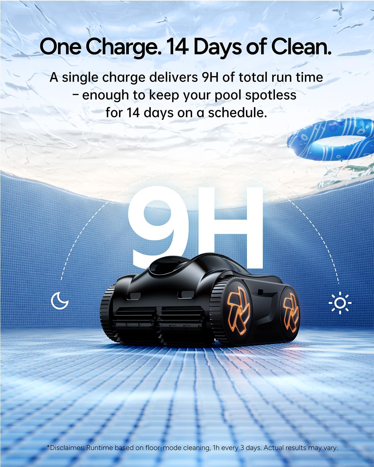 iGarden Robotic Pool Cleaner K90, 9H Runtime Cordless Pool Vacuum Robot, Turbo 200% Suction, Smart 3D Navigation, Touchscreen, for In-Ground & Above Ground Pools, Black