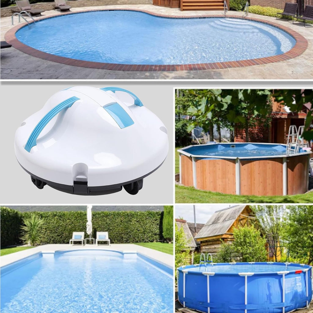 Automatic Pool Cleaner, Cordless Underwater Cleaner Robot with Intelligent Navigation System for Swimming Pools 120 Minutes Runtime 100 Cleaning Area (US Plug)