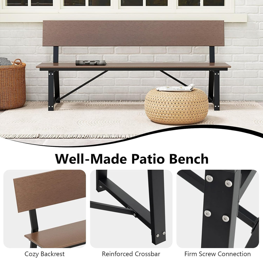 Tangkula 72' Outdoor Bench, Extra Long Patio HDPE Bench for 4 People, 1100 lbs Weight Capacity, Heavy-Duty Patio Picnic Dining Bench for Garden, Porch, Lawn, Backyard & Park
