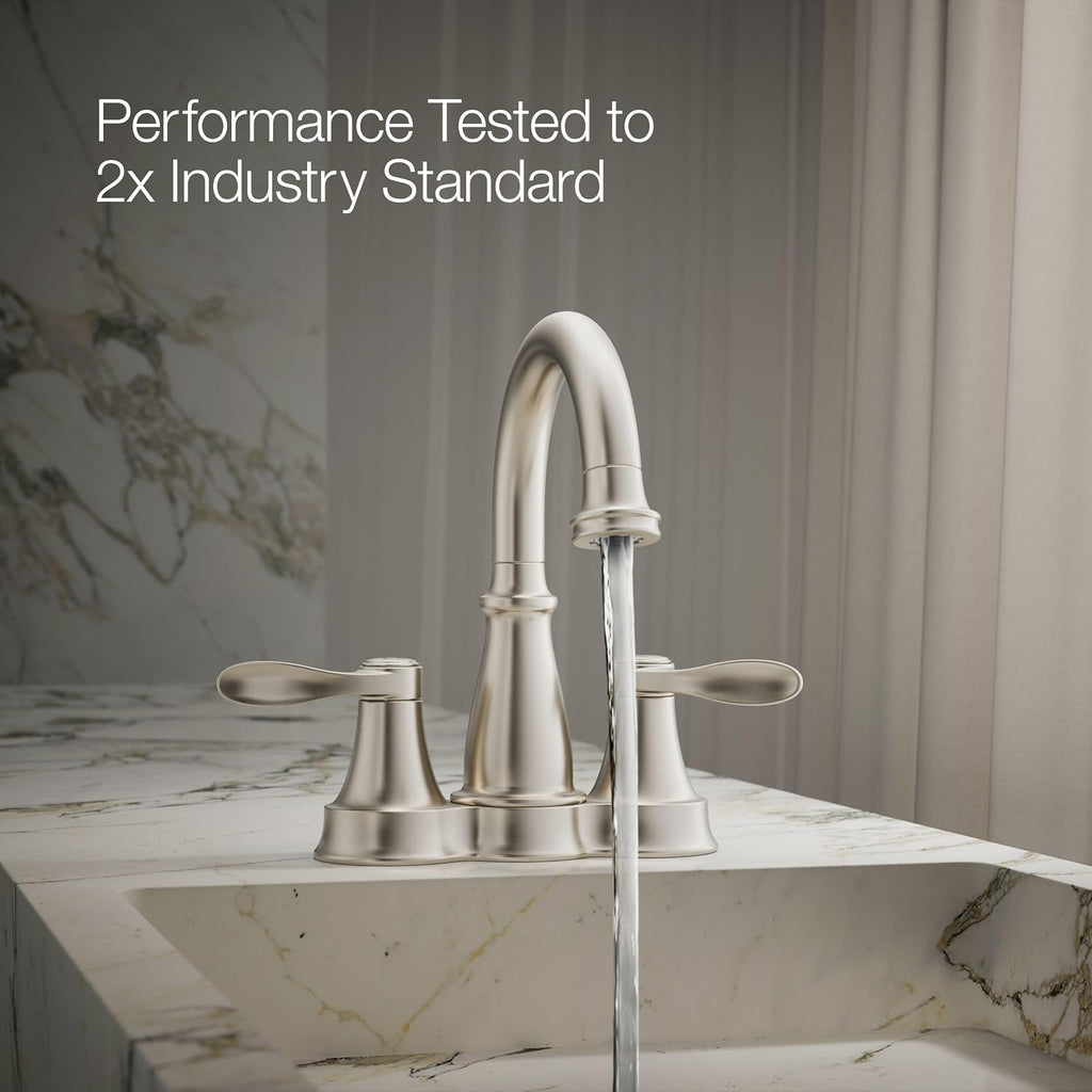 KOHLER K-27378-4-BN Bellera® Centerset Bathroom Sink Faucet, 1.2 GPM, Ceramic Disc Valves, Traditional Design, Vibrant Brushed Nickel
