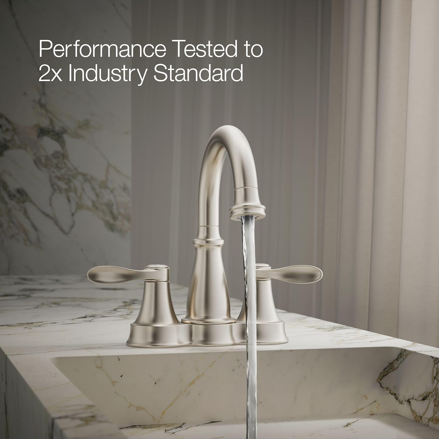 KOHLER K-27378-4-BN Bellera® Centerset Bathroom Sink Faucet, 1.2 GPM, Ceramic Disc Valves, Traditional Design, Vibrant Brushed Nickel