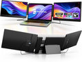 domyfan 14' Laptop Screen Extender, S3 FHD 1080P IPS Triple Portable Monitor Laptop, HDMI/USB-A/Type-C Compatible with Windows/Mac/Android