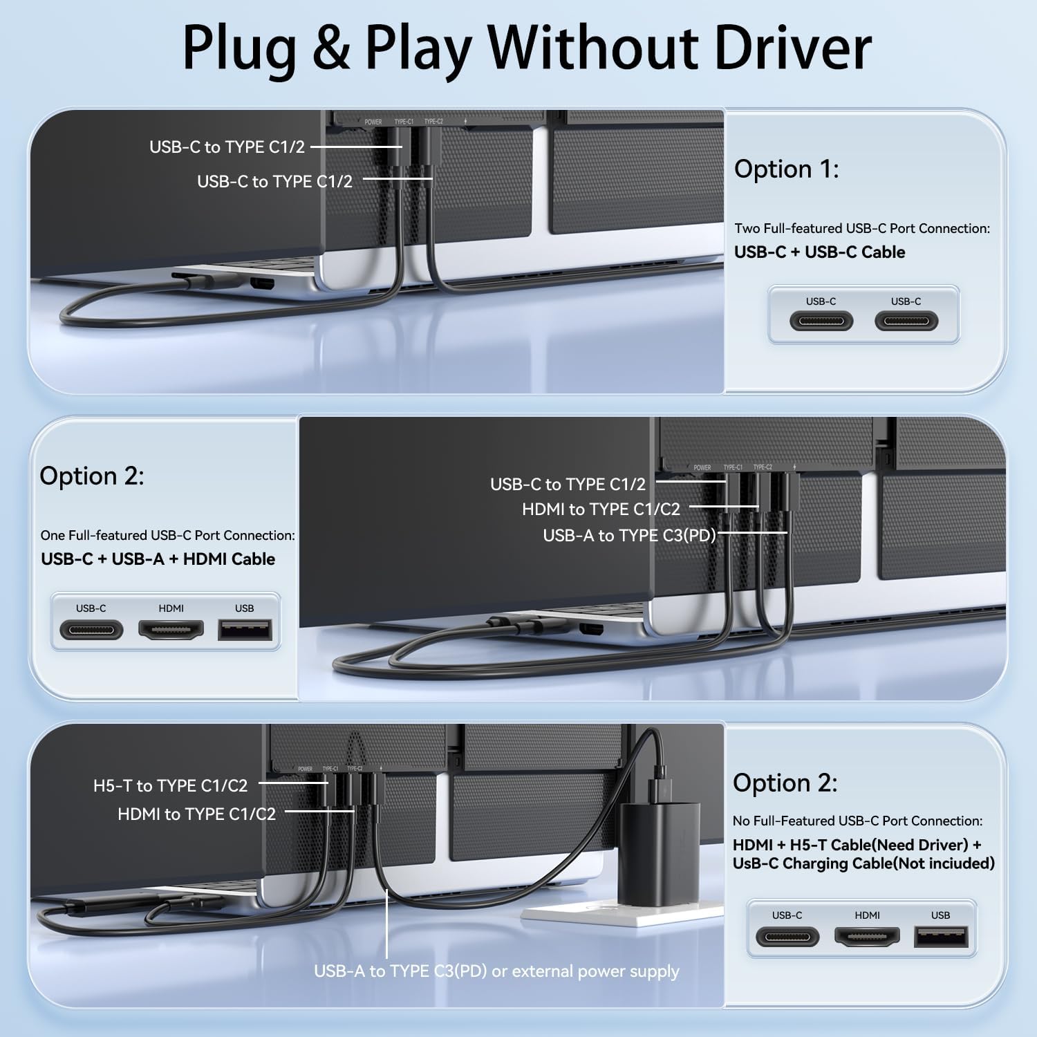 14.2' Triple Laptop Screen Extender, Ultra-Thin FHD 1080P IPS Portable Monitor for Laptop, Aluminum Alloy Tri-Screen Travel Monitor, Plug & Play for Windows/Mac/Chrome, Fits 13'-17.3' Laptops