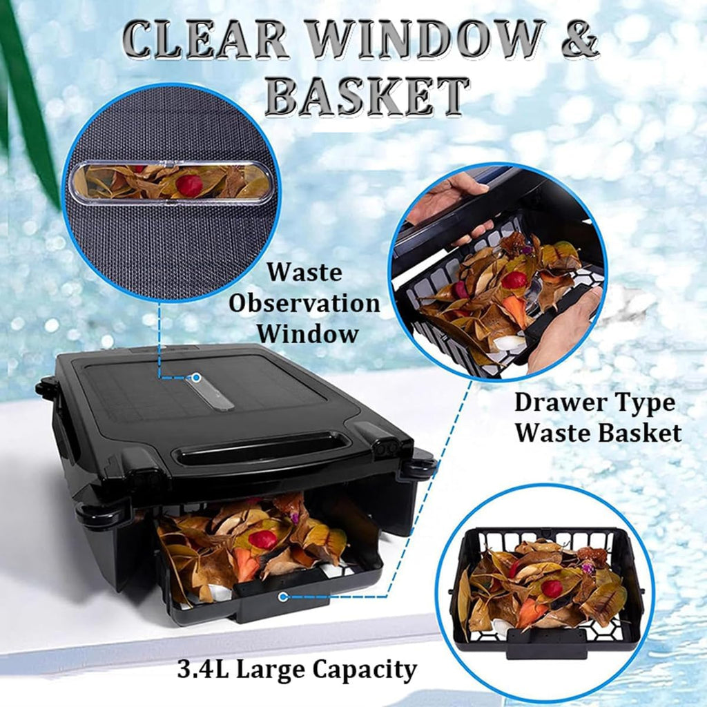 Solar Powered Robotic Pool Sur-face Skimmer Robot with 24/7 Continuous Cleaning, Cordless Robotic Cleaner Smart Obstacle Avoidance, 3.4L Garbage Collection Basket, 2 Speed Modes