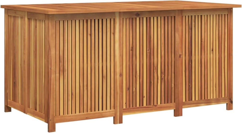 Benjara Outdoor Storage Box, Waterproof PE Bag, 59 Inch Brown Acacia Wood
