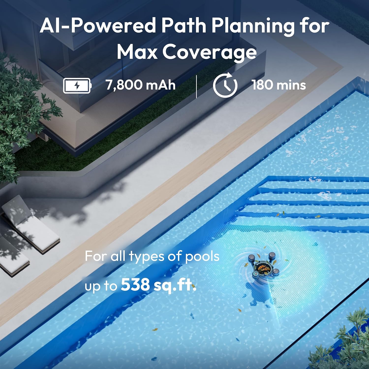 (2026 Upgrade) BUBLUE F10 Pool Surface Skimmer Robot, Pool Cleaner with App Control,Powerful Suction,5L Filter, Dual Cleaning Modes, AI Navigation,Ideal for In-Ground & Above-Ground Pools,Space Gray