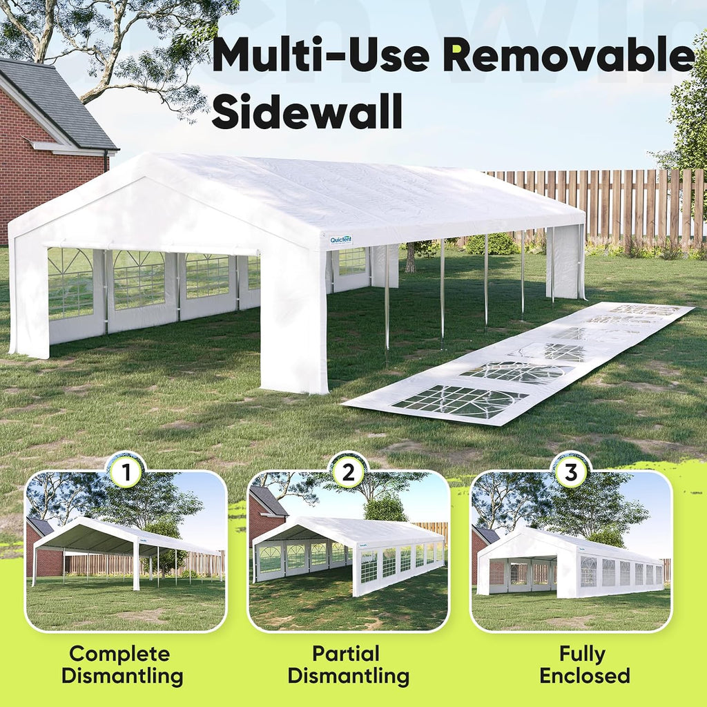 Quictent 20x40ft Party Tent Heavy Duty Outdoor Canopy Tent Carport Wedding Event Shelter BBQ Wedding Tents for Parties with Storage Bags(Church)