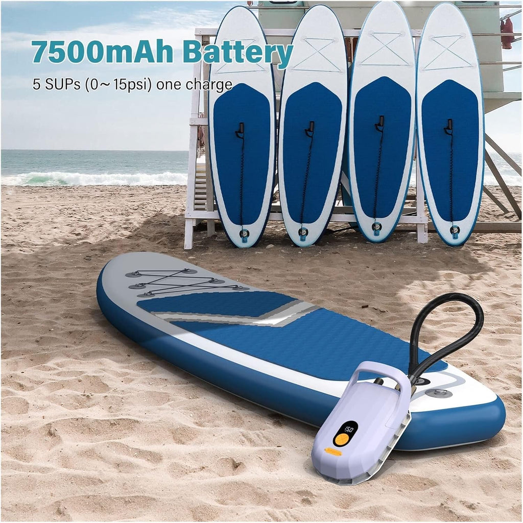 Paddle Board Fin, Electric Pump 7500mAh Battery for Inflatable Kayak Surfboard Stand Up Paddle with 5 Nozzles Boat Accessories