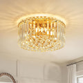 12.6' Gold K9 Crystal Raindrop Flush Mount Ceiling Light, Modern Chandelier, Round Luxury Light Fixture for Dining Room, Bedroom, Hallway, Kitchen Island & Living Room