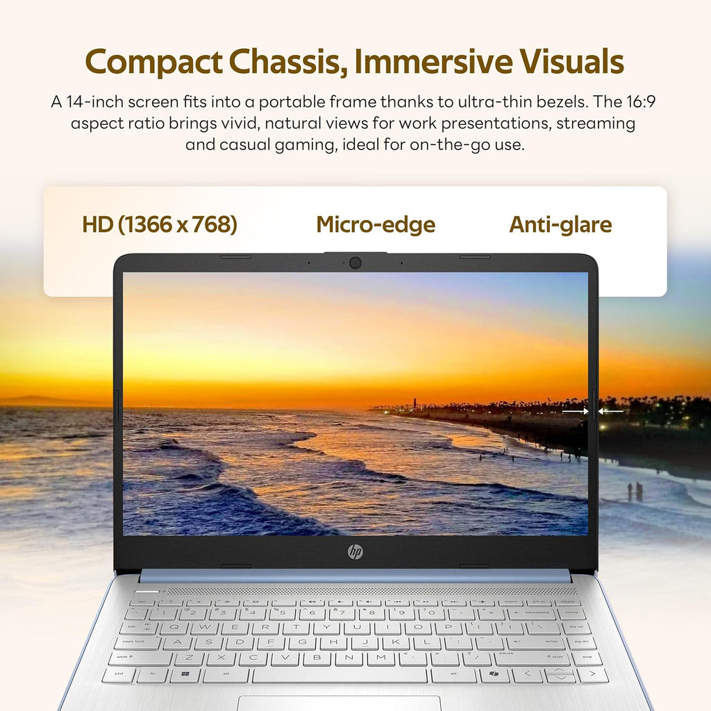 HP Stream 14' HD Student&Business Laptop with AI Copilot, Intel Processor N150, 4GB RAM, 1.12TB Storage (128GB UFS + 1TB Docking Station), 1 Year Office 365, 720p Webcam, Win 11, Sky Blue