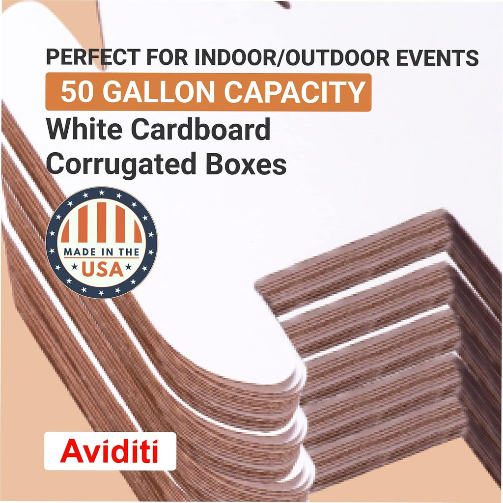 Box USA 50 Gallon 18' L x 18' W x 36' H 10-Pack Cardboard Trash Cans and Recycling Bins, Reusable or Disposable Pop Up Garbage Boxes for Parties, Outdoor Events, Heavy Duty, Plain