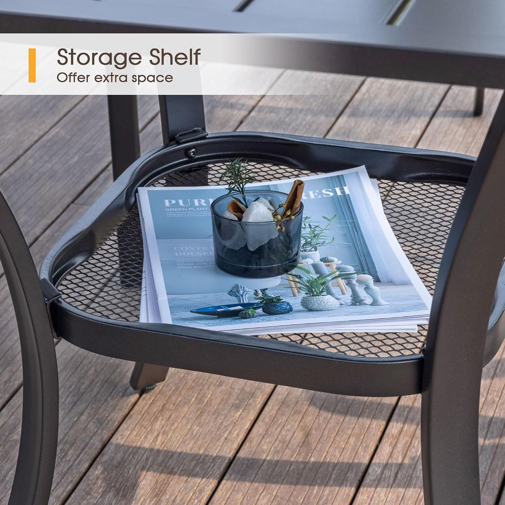 VICLLAX 3 Pieces Outdoor Dining Set, Patio Furniture Set of 2 Patio Swivel Dining Chairs and Small Dining Table with Storage Shelf, Grey Chairs & Antique Grey Tabletop