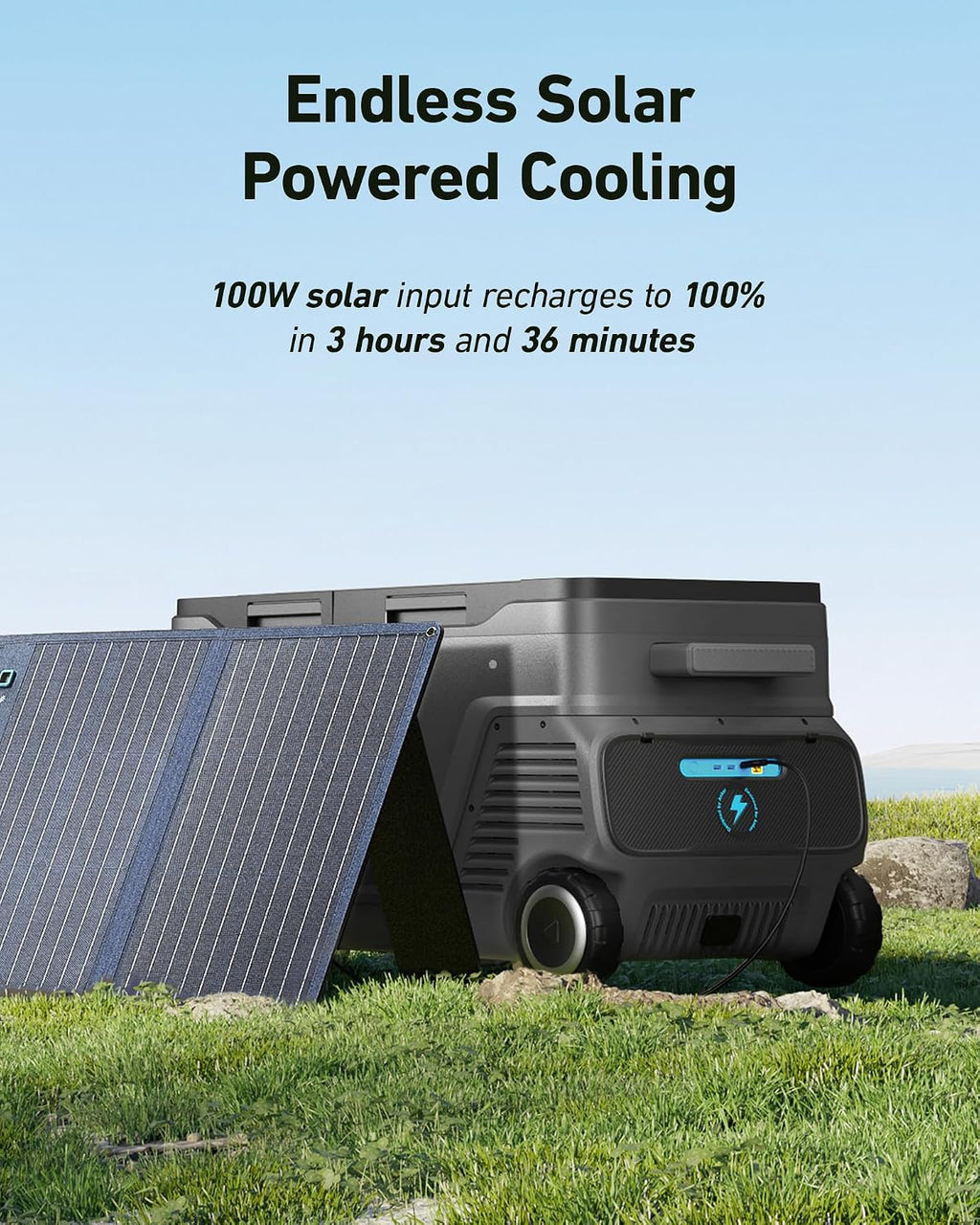 Anker EverFrost 50 Powered Cooler, 53L Portable Refrigerator for Car, Powered Cooler with 299Wh Battery, Powered by AC/DC or Solar, for Outdoor Camping, Travel, and Fishing, Fits in Trucks