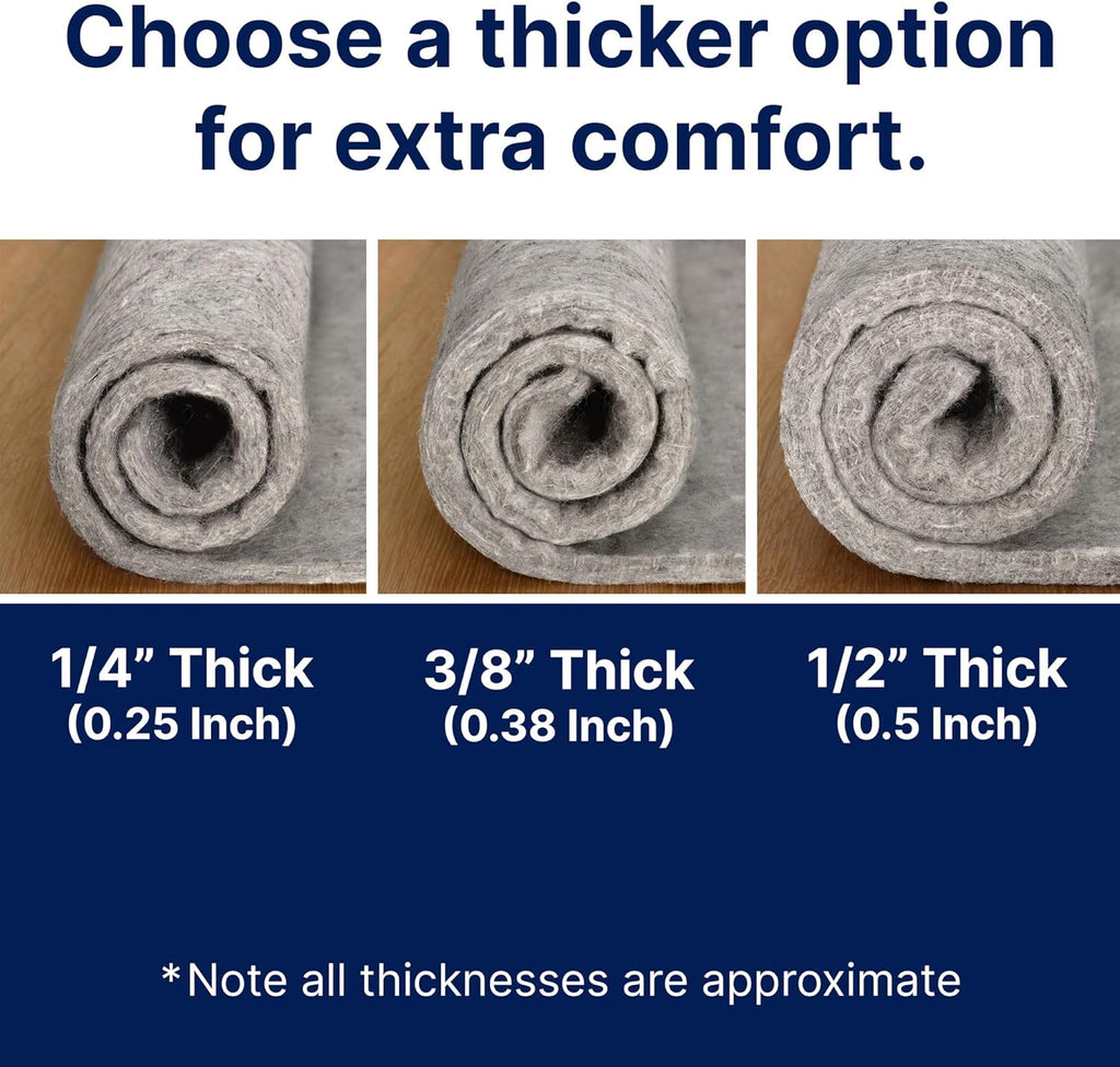 RUGPADUSA - Basics - 7' Square - 1/2' Thick - 100% Felt - Protective Cushioning Rug Pad - Safe for All Floors and Finishes Including Hardwoods