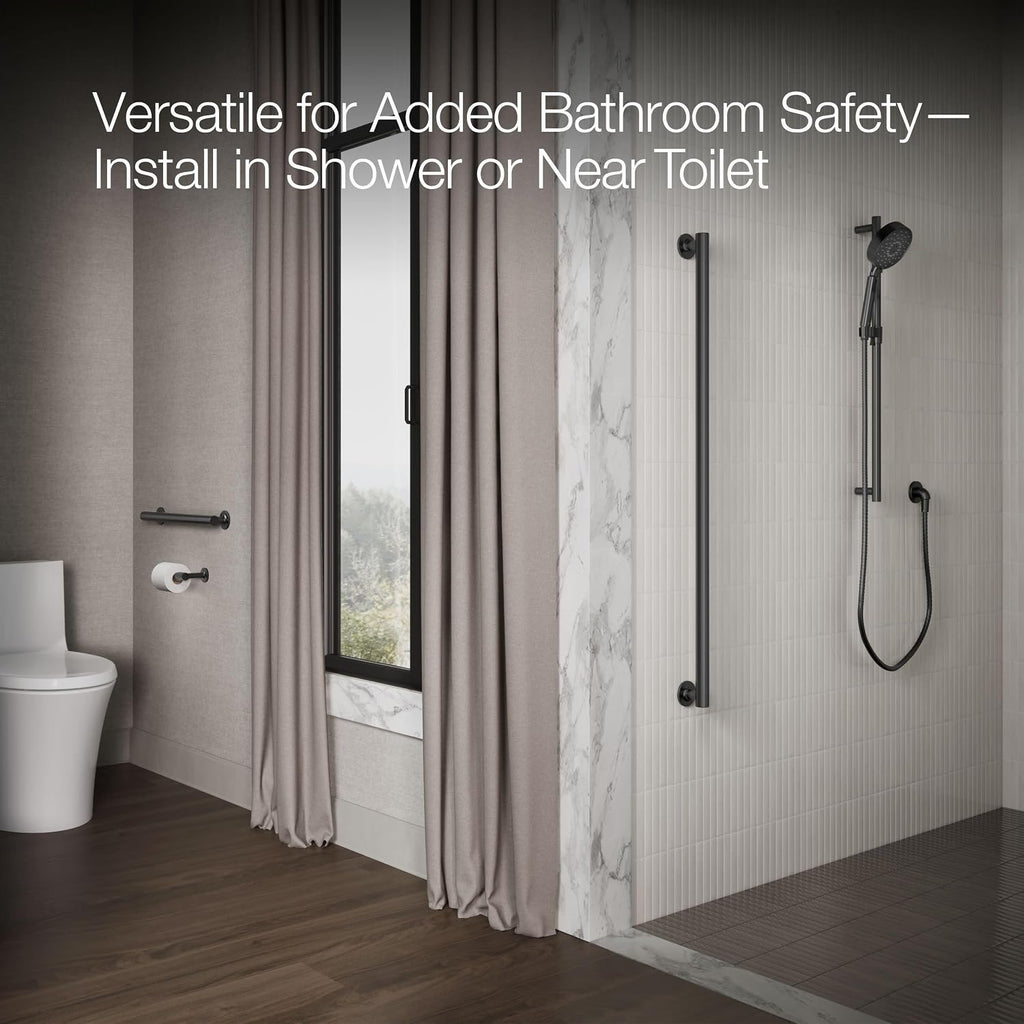 KOHLER 11896-BL Purist 42' Grab Bar for Bathtubs and Showers, Wall-Mount Grab Bars for Bathroom, Matte Black
