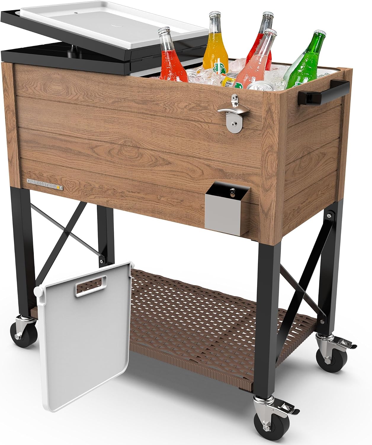 Permasteel 80 Quart Party Cooler, Rolling Ice Chest with Wheels and Handles for Indoor Outdoor Patio