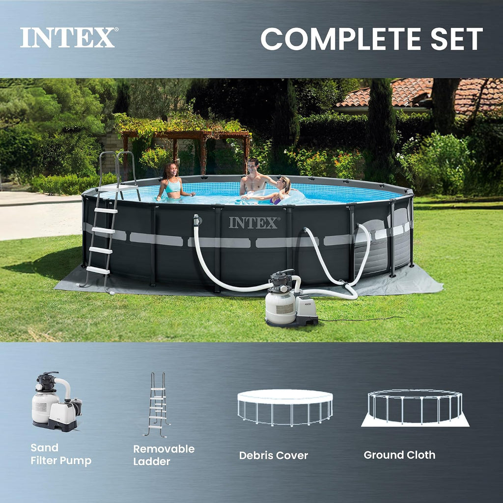 INTEX 26329EH Ultra XTR 18ft x 52in Above Ground Swimming Pool Set with Sand Filter Pump and Deluxe Automatic Vacuum Cleaner