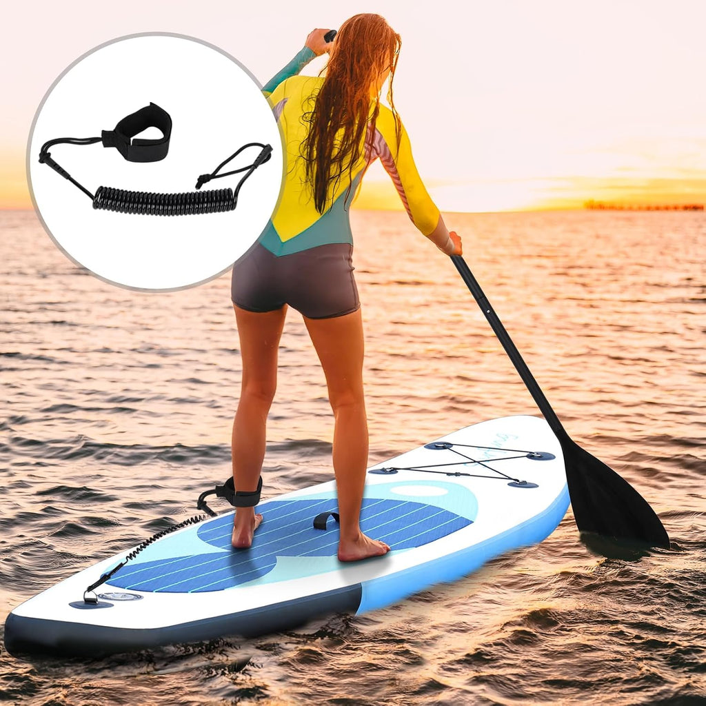 Inflatable Paddle Board for Adults, Camouflage Print Adult Paddleboard, Single Layer PVC Paddle Board with Carry Bag, Hand Pump, Retractable Propeller, Removable Fin Blue