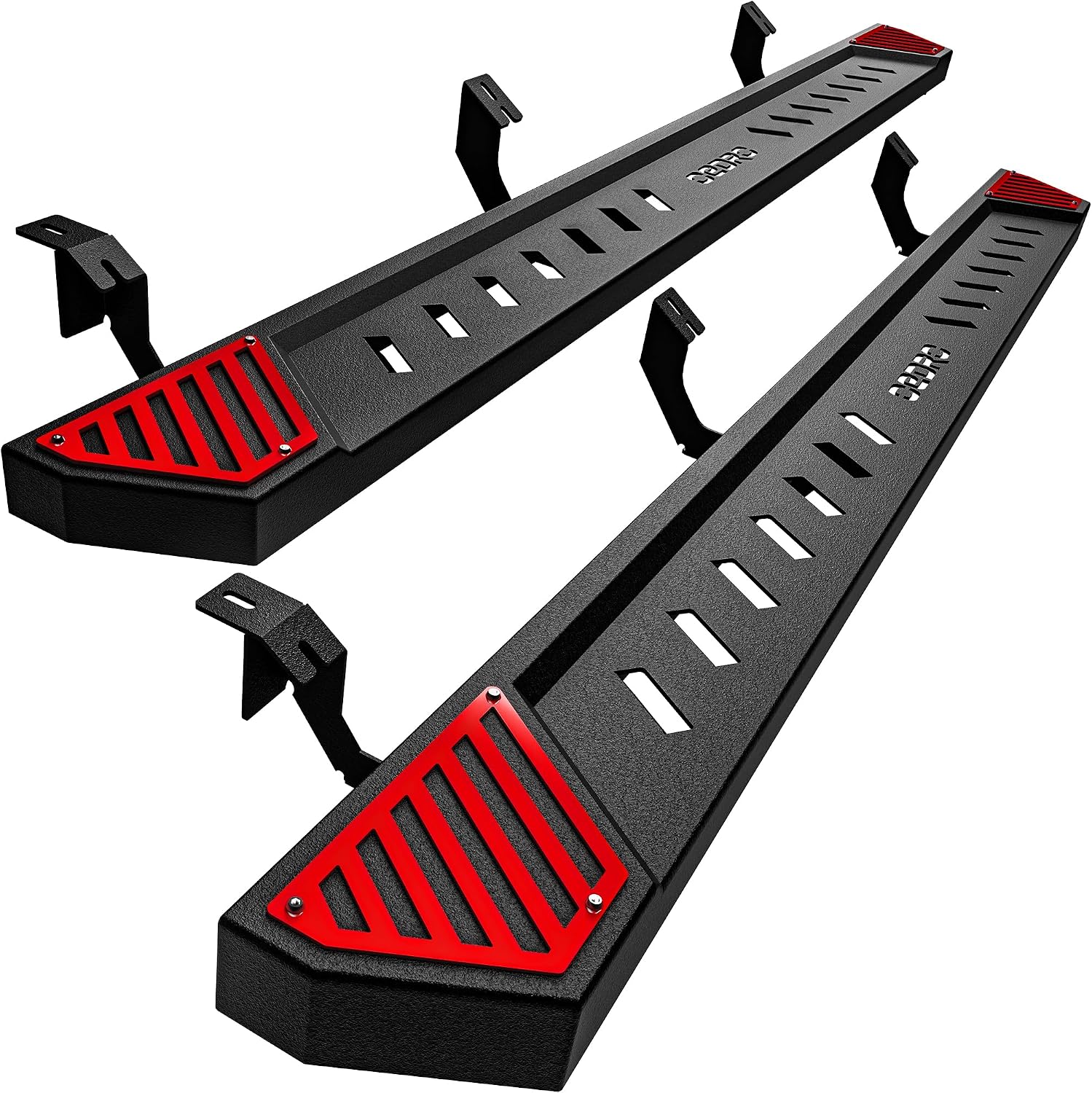 OEDRO 6.5' Running Boards Compatible with 2005-2023 Toyota Tacoma Double Cab, Steel Side Steps Nerf Bars Rails, Black and Red