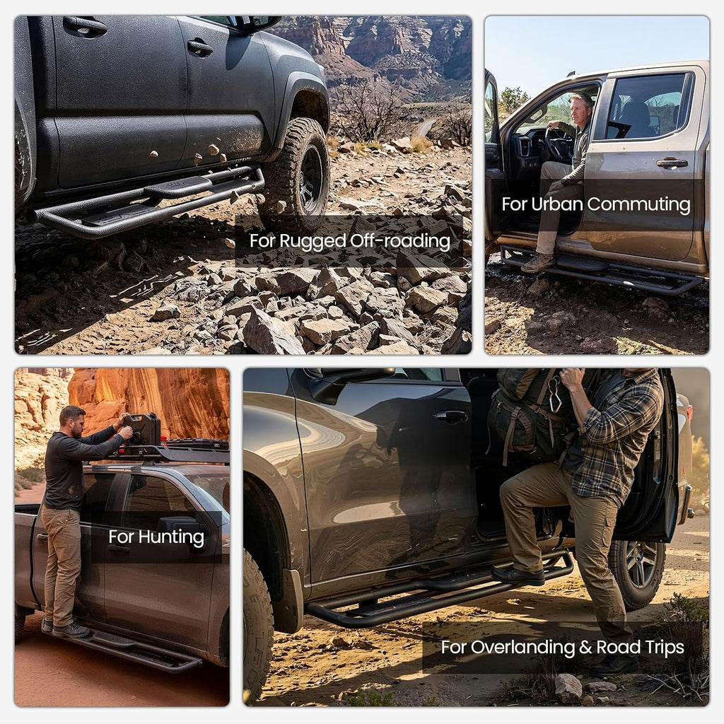 PZ 6' Running Boards Anti-Slip Side Steps Carbon Steel Compatible with Dodge Ram 1500 Quad Cab/Extended Cab 2019-2025 New Body Style,550LBS Steel No Drill Truck Running Boards Direct Fit Nerf Bar