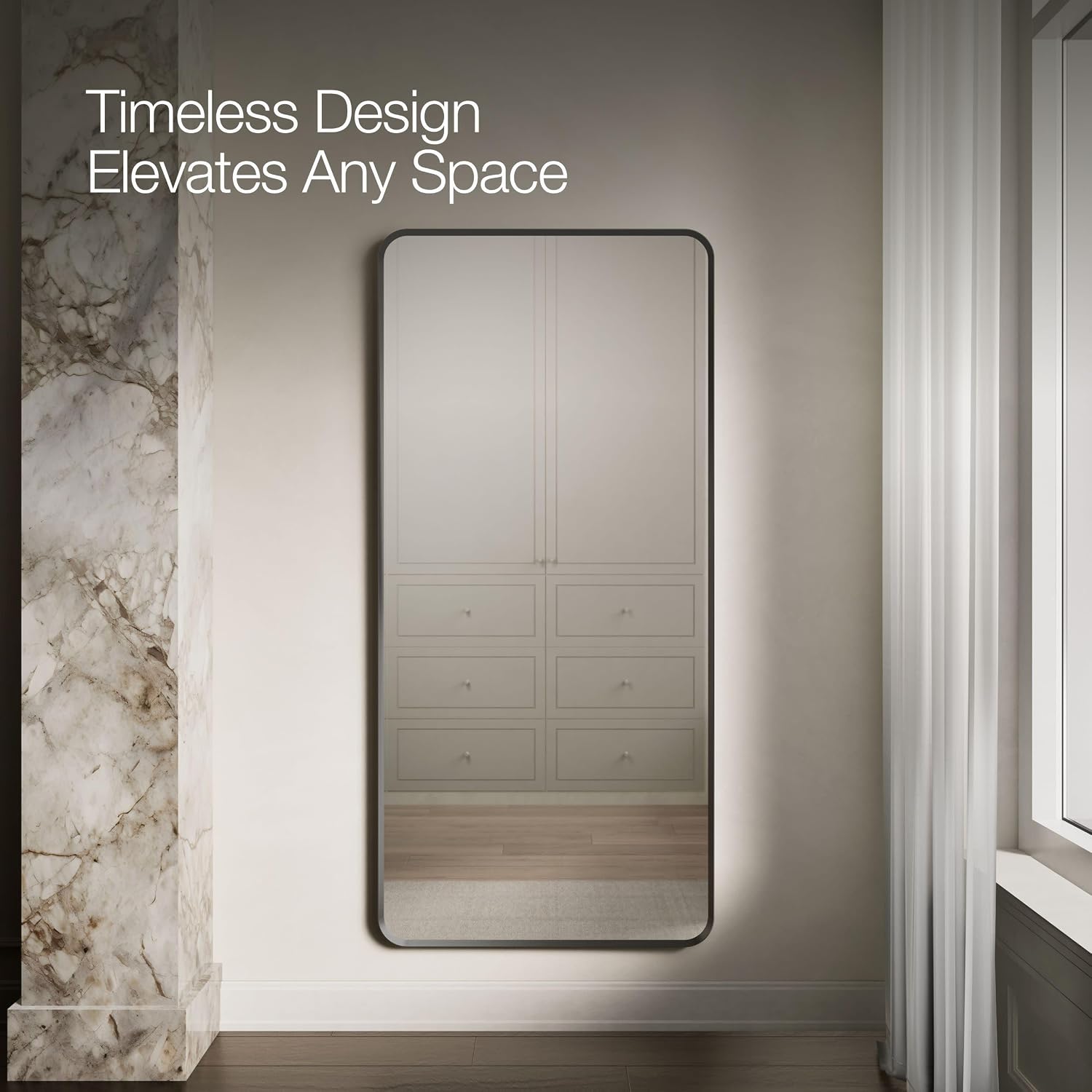 Kohler Essential 28 in. X 60 in. Rectangular Mirror in Matte Black