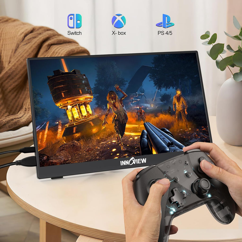 InnoView Dual-Screen Productivity Bundle: 15.6' FHD Portable Monitor w/ 90° Stand + 18' 2K 100Hz Foldable Dual Display｜Plug-and-Play for Mac/PS5/Switch