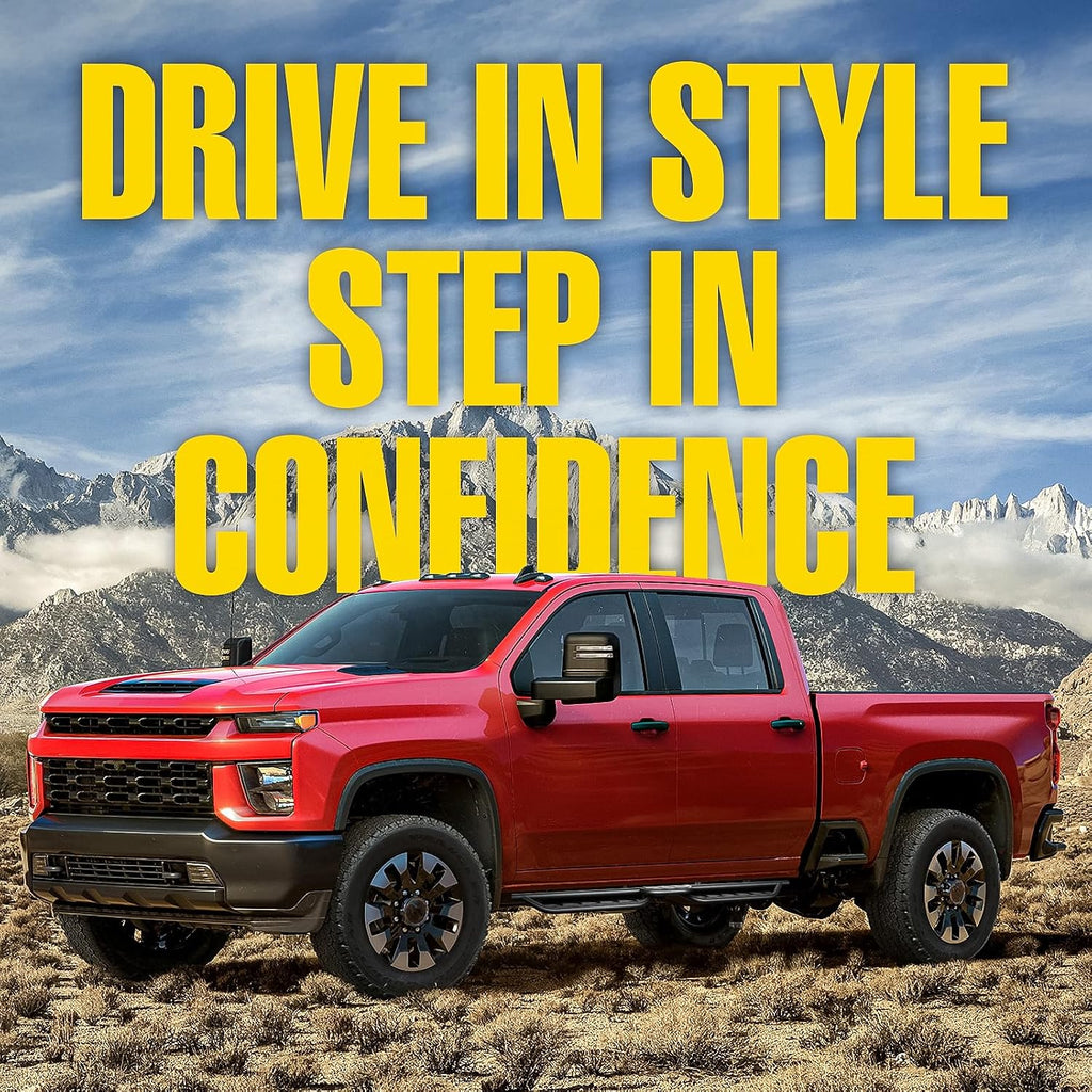 ONINE Running Boards Custom Fit 2019-2026 Chevy Silverado/GMC Sierra 1500 & 2020-2026 Chevy Silverado/GMC Sierra 2500HD/3500HD Crew Cab Side Steps Rock Silders, Tri-Step Textured Black