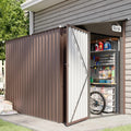 8'x6' Lean to Shed Large Storage Room Galvanized Steel Storage Sheds with Side Door Waterproof Utility Shed with Sloped Roof for Mower, Bike, Garden Tools (Brown)