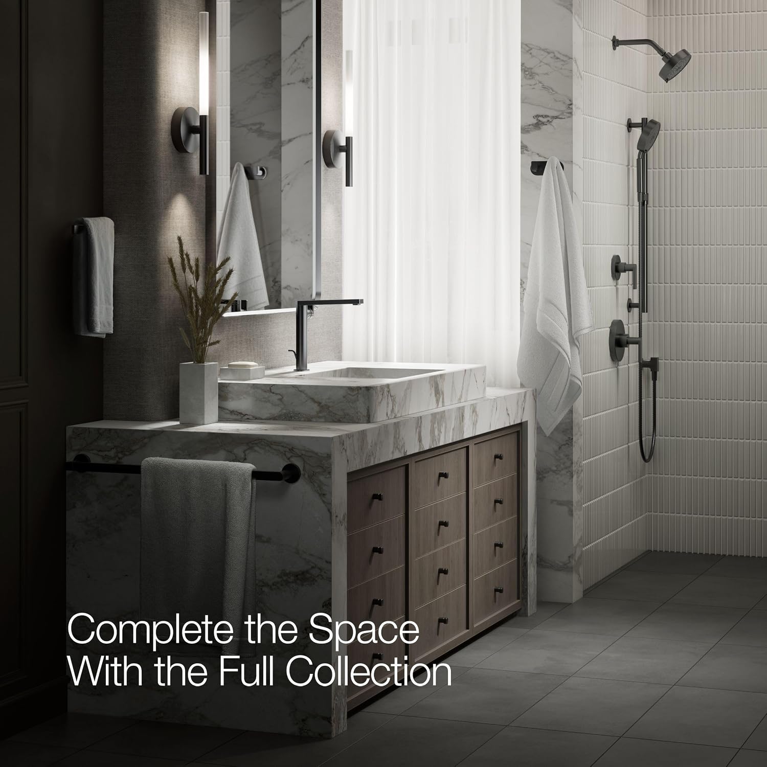Kohler 73168-4-BL Composed® Tall Single-Handle Bathroom Sink Faucet with Lever Handle, 1.2 gpm, Matte Black
