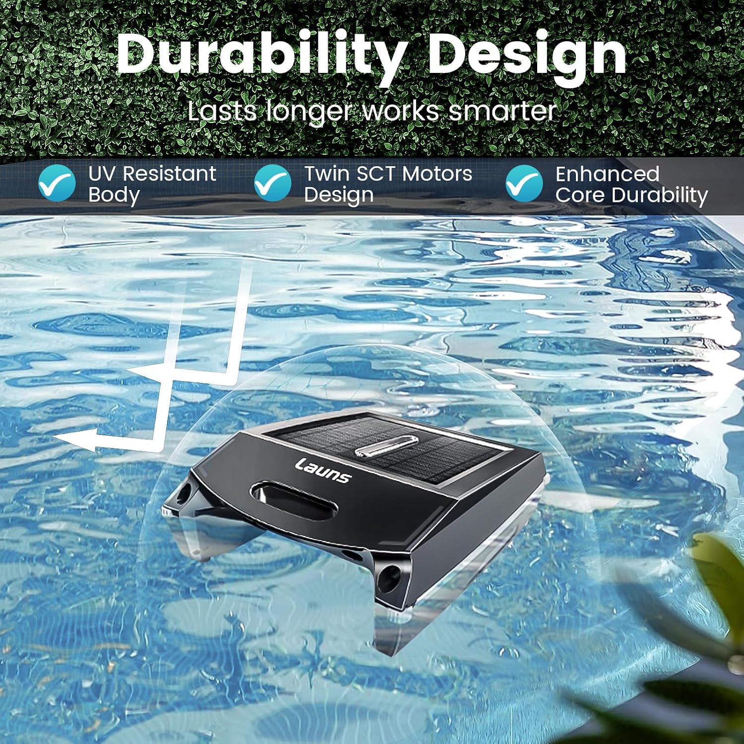 F1 Solar Powered Robotic Pool Skimmer, Automatic Pool Cleaner with 6L Large Capacity Basket & Fast Charging, for In-Ground & Above-Ground Pools