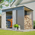 10x4 FT Outdoor Storage Shed with Frame Floor, Open Firewood Bay, 2 Vents – Lockable Double Doors, Aluminum Frame, Weatherproof for Garden, Backyard, Patio, and Equipment Storage