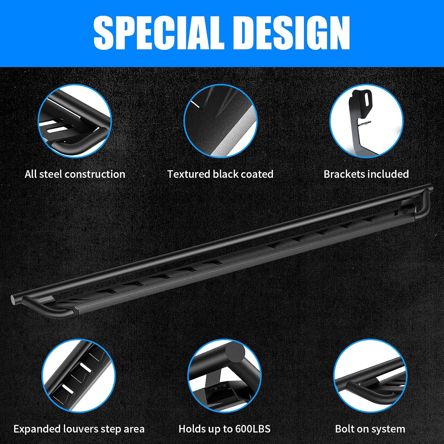 ONINE Tubular Drop Running Board Custom Fit 2019-2026 Chevy Silverado/GMC Sierra 1500 & 2020-2026 Chevy Silverado/GMC Sierra 2500HD/3500HD Crew Cab Drop Side Step Nerf Bar, Textured Black