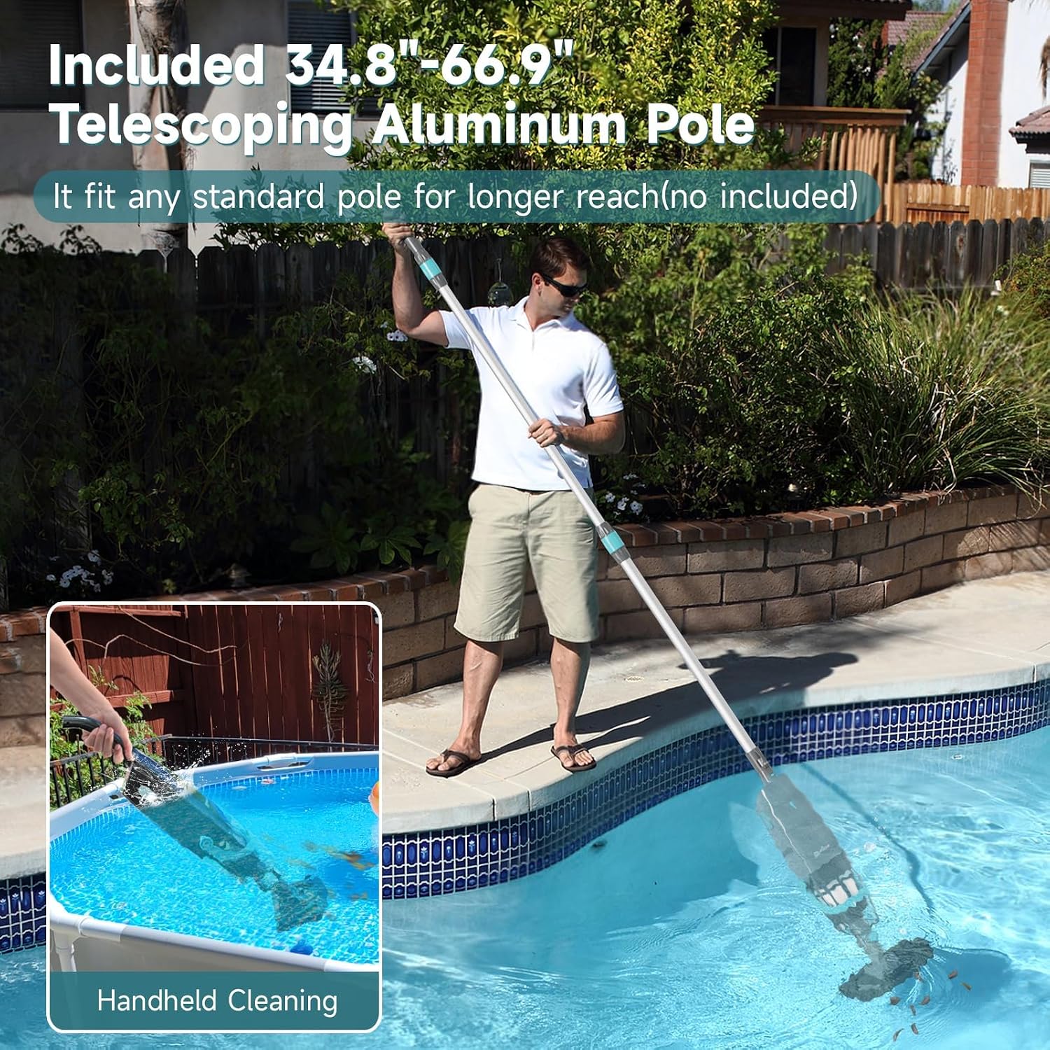 PoolMr Cordless Handheld Pool Vacuum, Rechargeable Pool Cleaner with 18.5 Gal/Min Suction, 60 Min Runtime, Dual-Phase Cleaning System, for Above Ground Pools, Spas, Hot Tubs,Black(New Version)