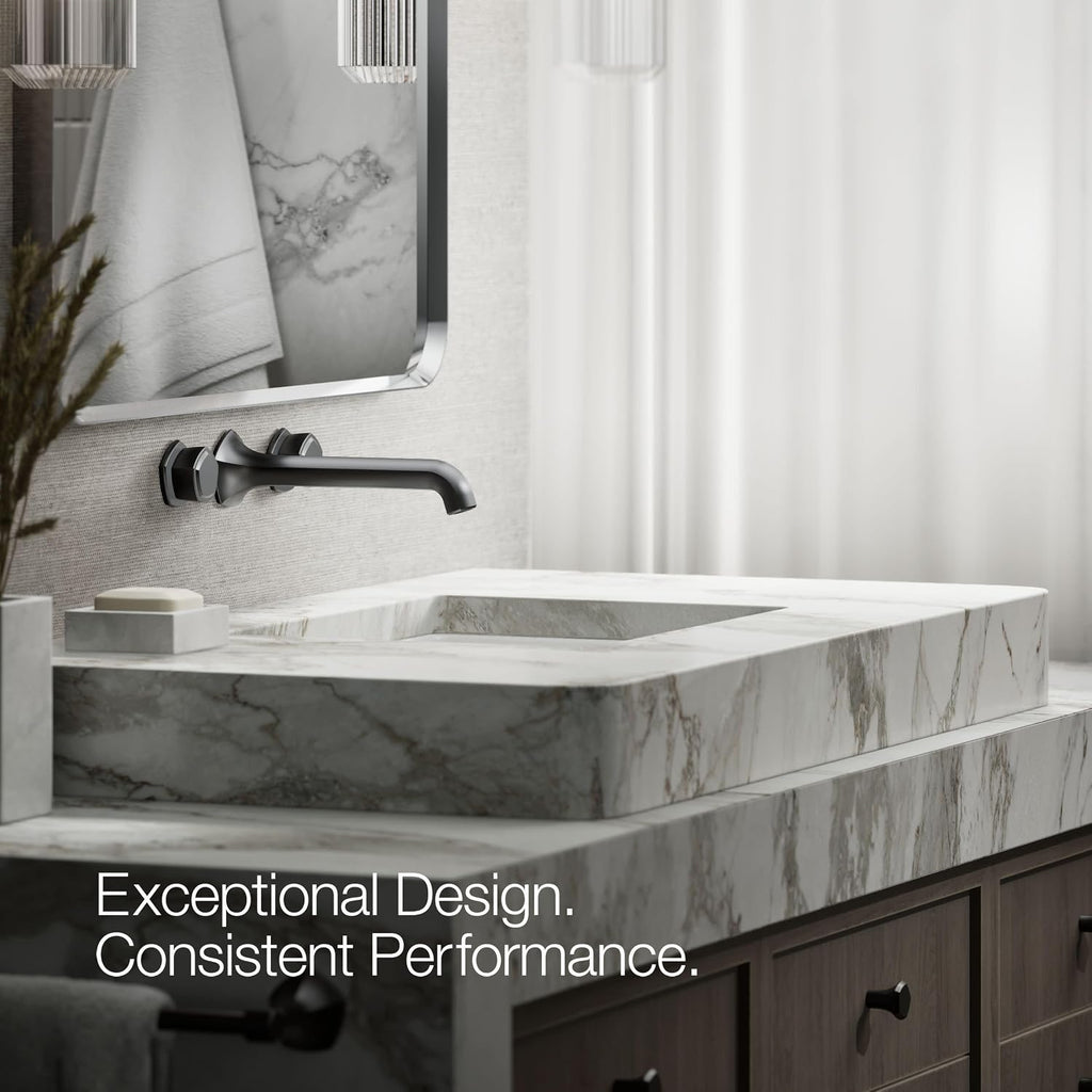 KOHLER K-T27013-9-BL Occasion Wall-Mount Bathroom Sink Faucet Knob Handle Trim, 1.2 GPM, Premium Durable Metal, Matte Black