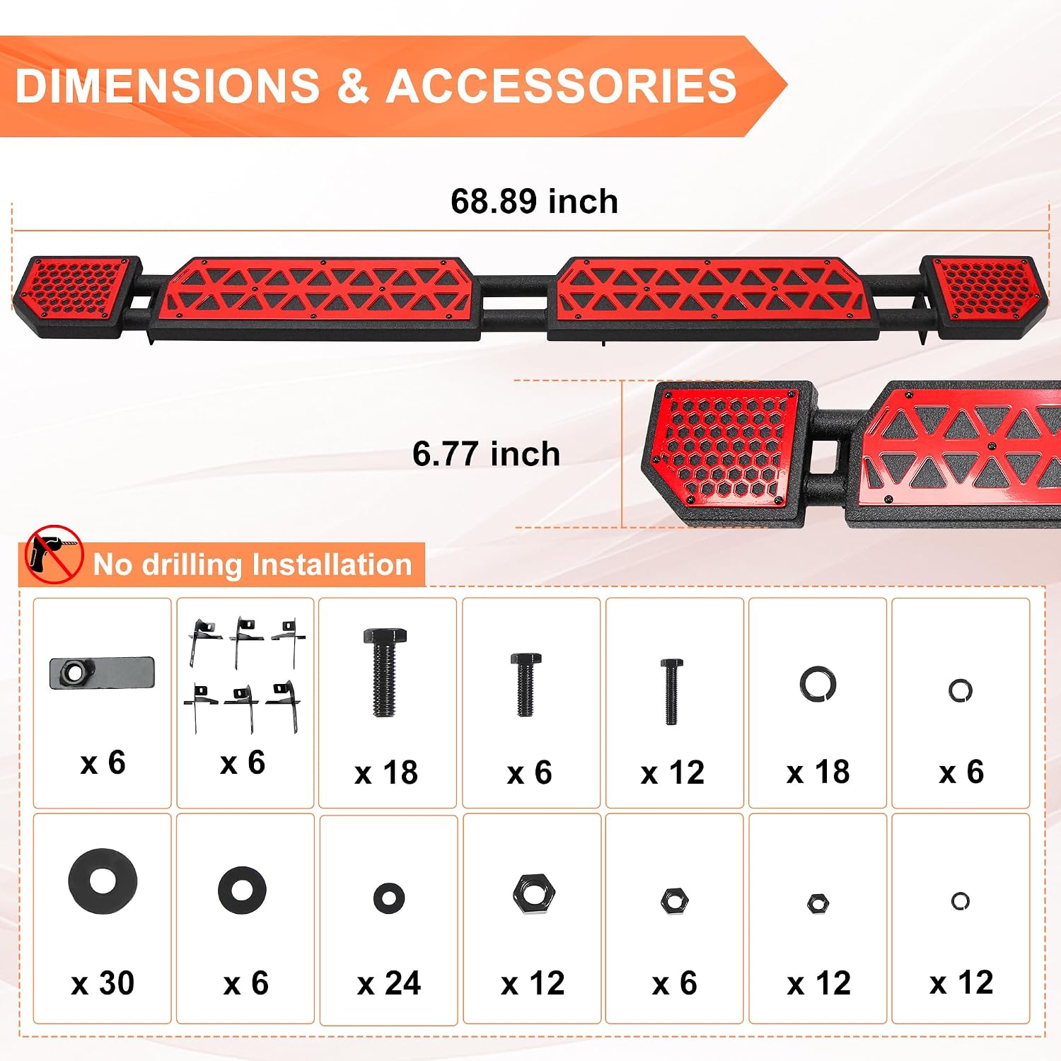 Red Running Boards fit for Jeep Wrangler JK 2007-2018 | Side steps fit for JK 4 door rock rail steps carbon steel rock sliders estribos para