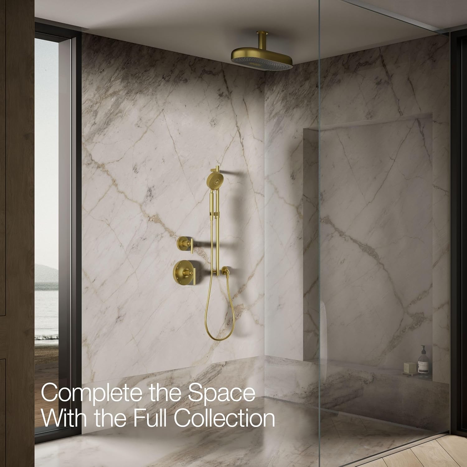 Kohler 26297-2MB Statement® Oblong 18' two-function rainhead, 2.5 gpm, Vibrant Brushed Moderne Brass