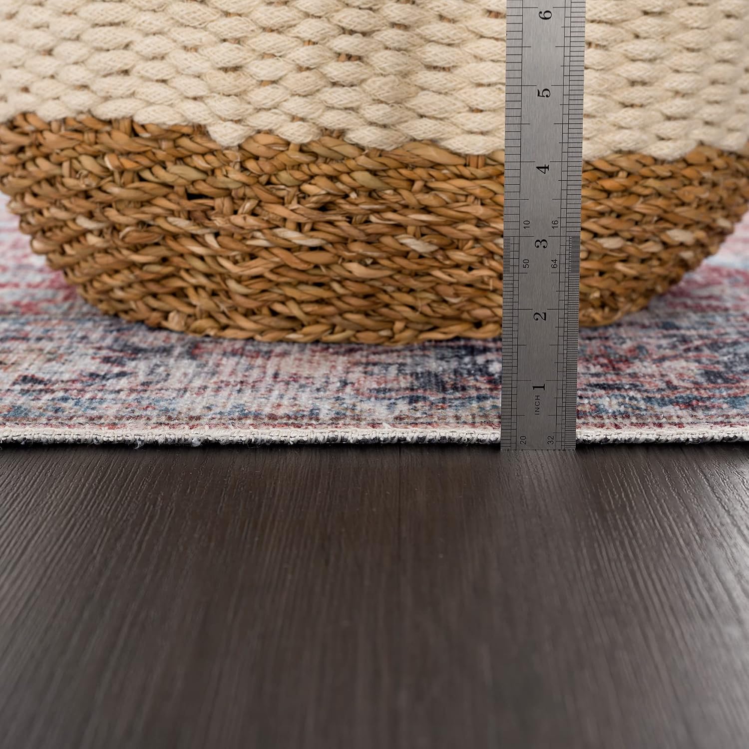 Bloom Rugs Caria Washable Non-Slip 8x10 Rug - Brick/Dark Blue Traditional Area Rug for Living Room, Bedroom, Dining Room, and Kitchen - Exact Size: 7'8' x 10'