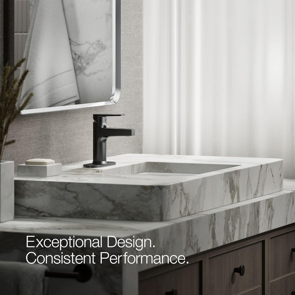 Kohler 74021-4-BL Taut® Single-Handle Bathroom Sink Faucet, 1.2 gpm, Matte Black