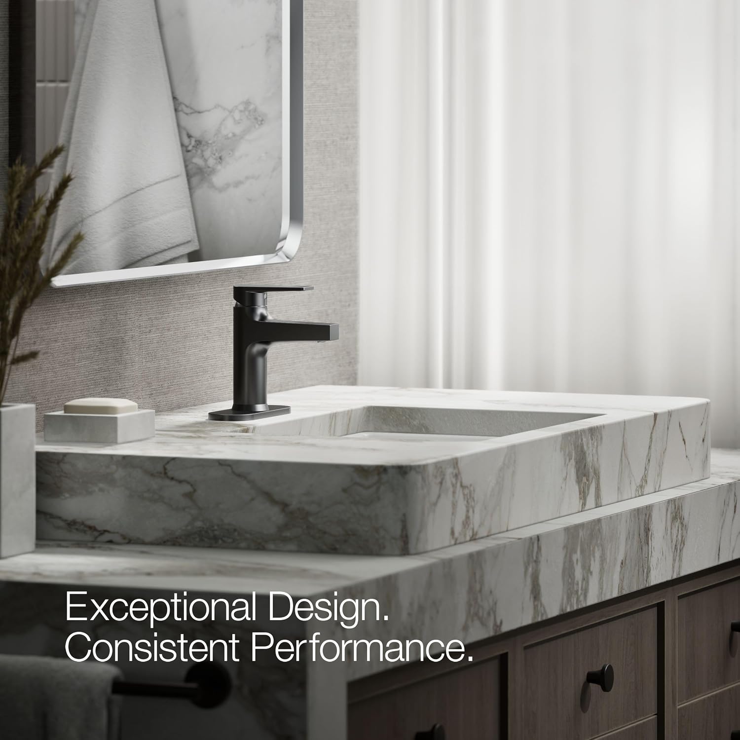 Kohler 74021-4-BL Taut® Single-Handle Bathroom Sink Faucet, 1.2 gpm, Matte Black