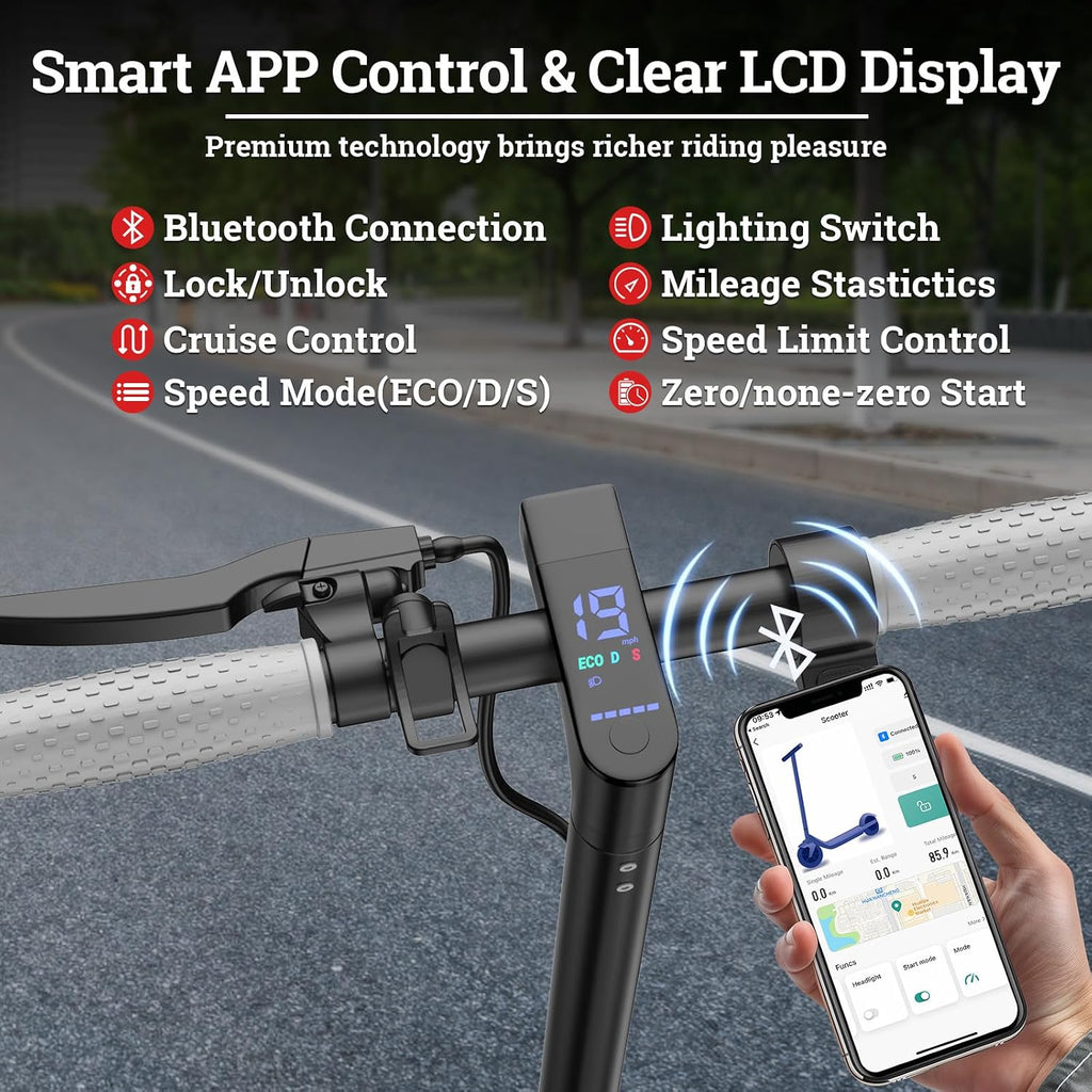 Qlaway 8.5' E Scooter for Adults 19/22 MPH 350/500W Motor 187.2/288.6/441WH Battery, Motorized Scooter Up to 22 Miles Range, Foldable Bearing 265 LBS/APP Control