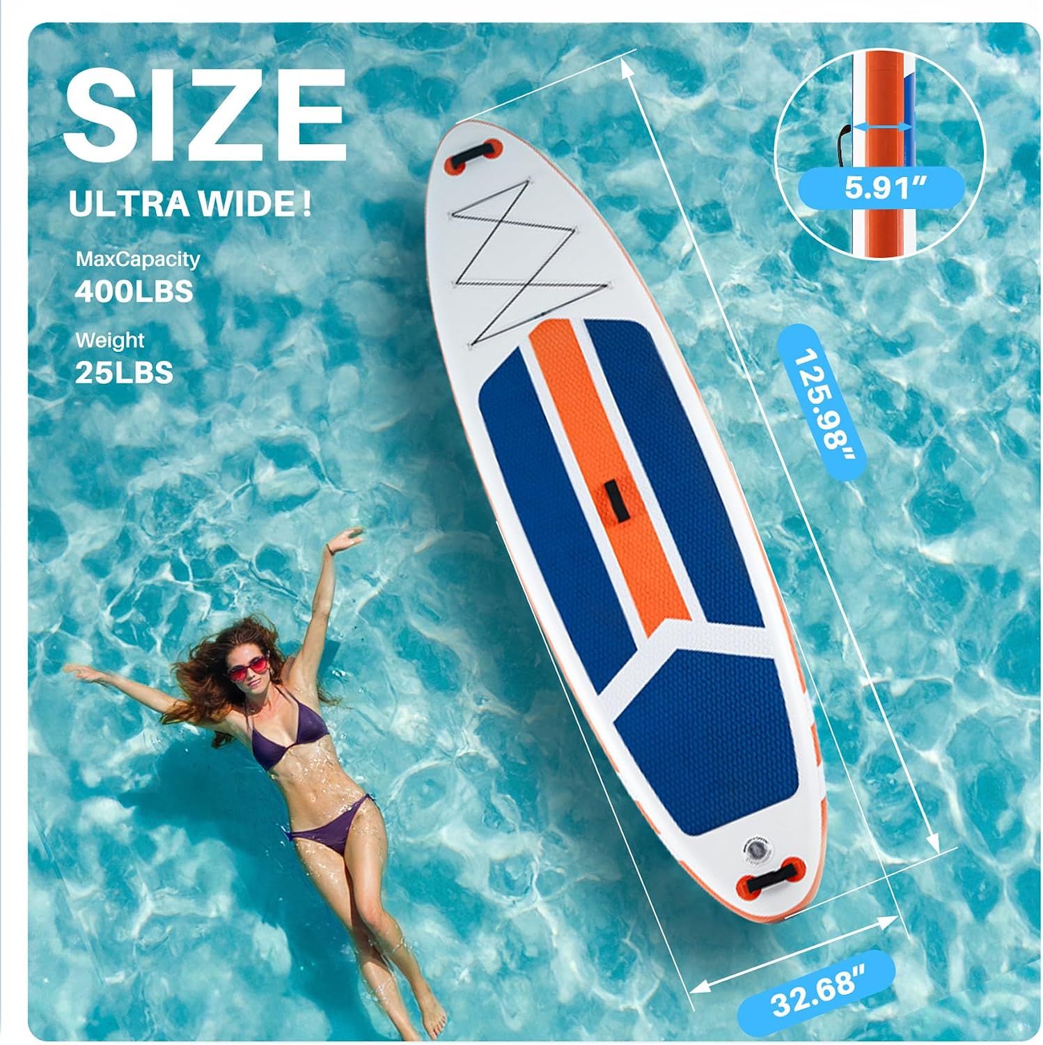 10'6x33'' Extra Wide Inflatable Paddle Board, 400lb Capacity Stand Up Paddle Board for Adults, Stable Inflatable Sup Yoga Board, All Skill Levels, 2Pcs Paddle & Carry Bag, 1 Repair Kit