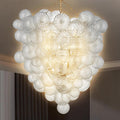 Longree Mid Century Bubble Ball Swirled Glass Chandelier, 36 * 44 in. 2-Tier Frame Gild Gold and Clear Blown Glass Large Cluster Bbble Pendant Light Fixture for Bedroom Restaurant Dining Room