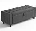 Amada 46' Ottoman with Storage,Storage Ottoman Bench with Safety Hinge, Hidden Compartment & Side Pocket, 400 lbs Weight Capacity, end of Bed/Entryway Bench for Bedroom/Living Room, Dark Gray